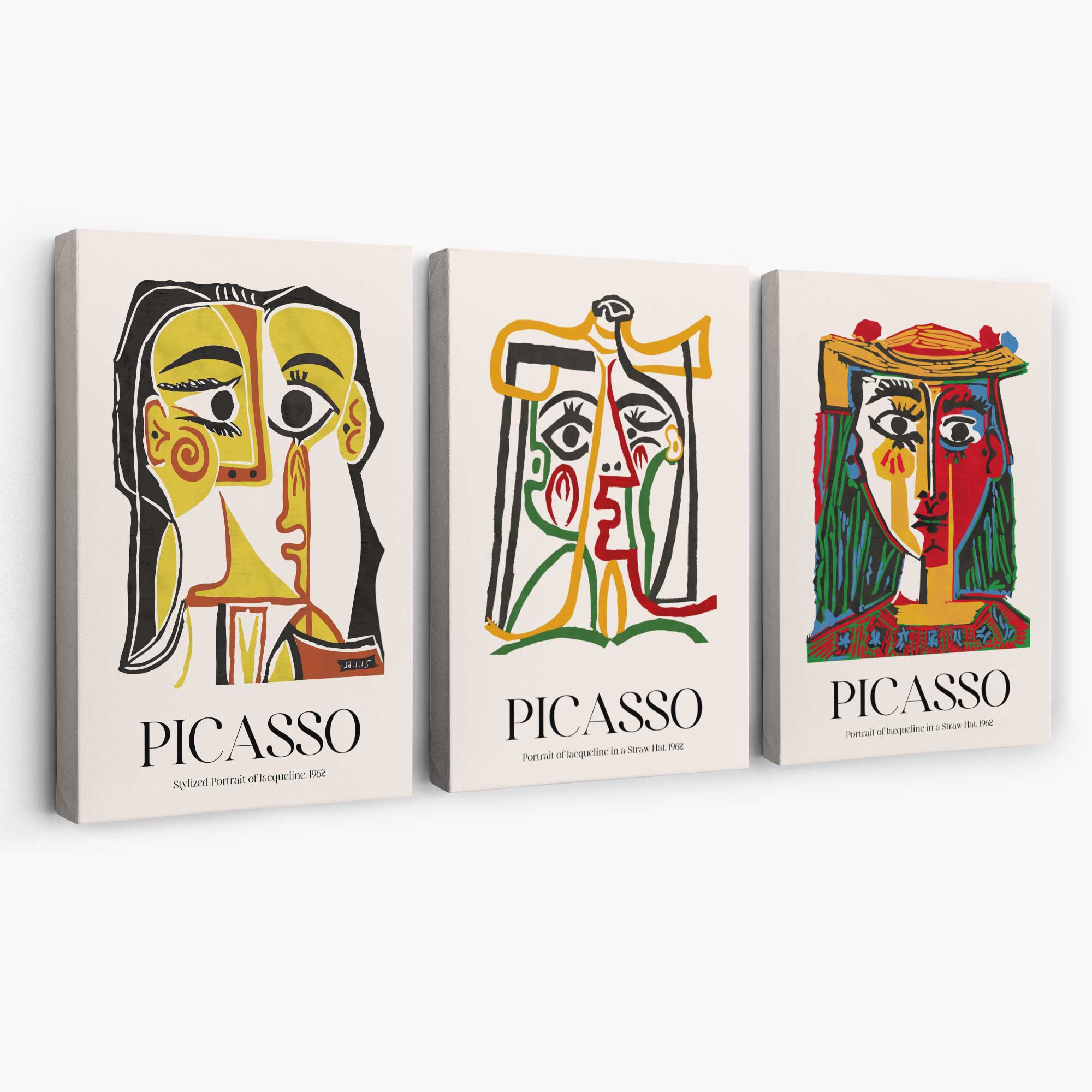 Picasso Abstract Faces Set of 3 Canvas Art Prints | Artze Wall Art