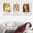Picasso Abstract Faces Set of 3 Art Prints in White Frames | Artze UK