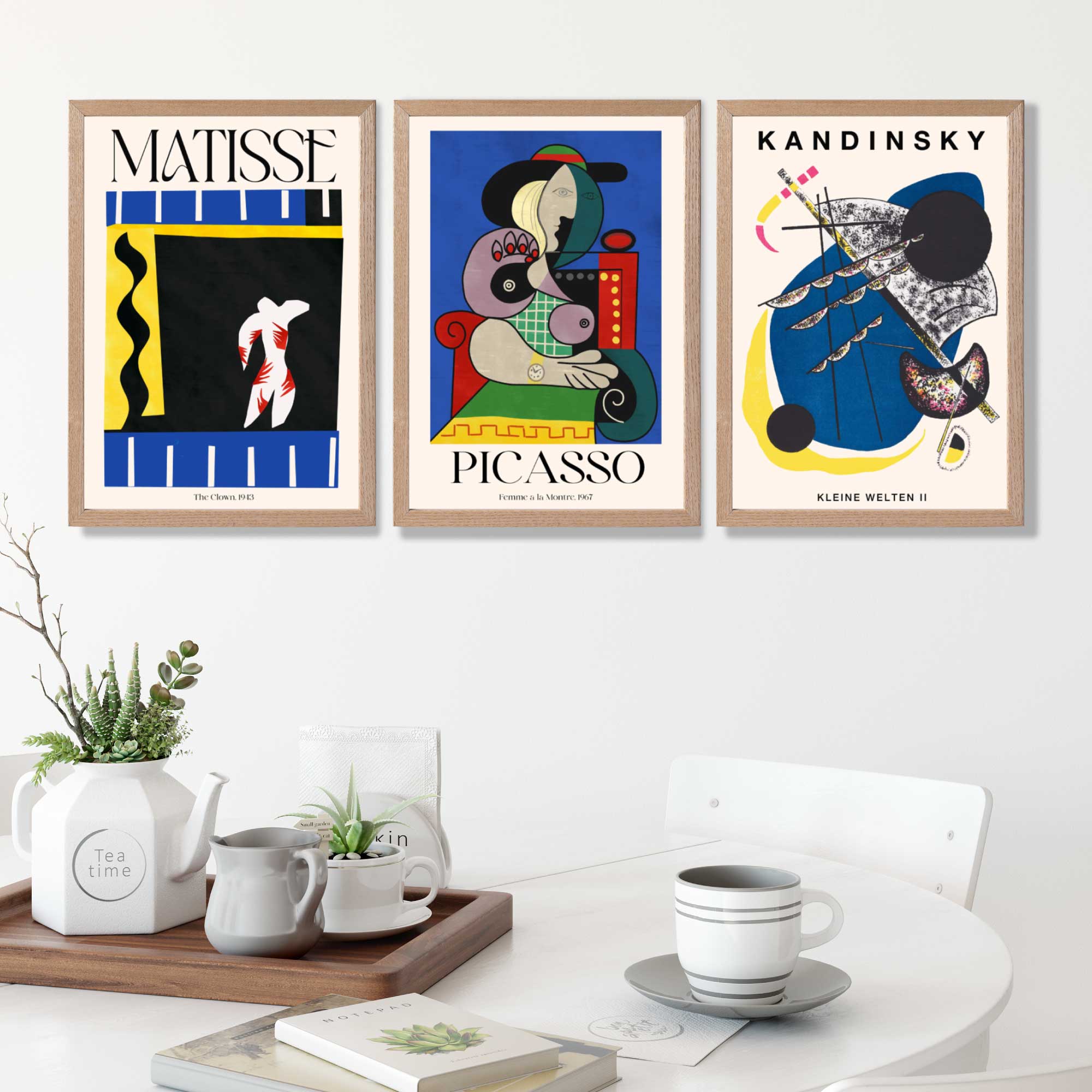 Matisse Picasso Kandinsky Modern Masters Set of 3 Art Prints in Oak Frames | Artze UK