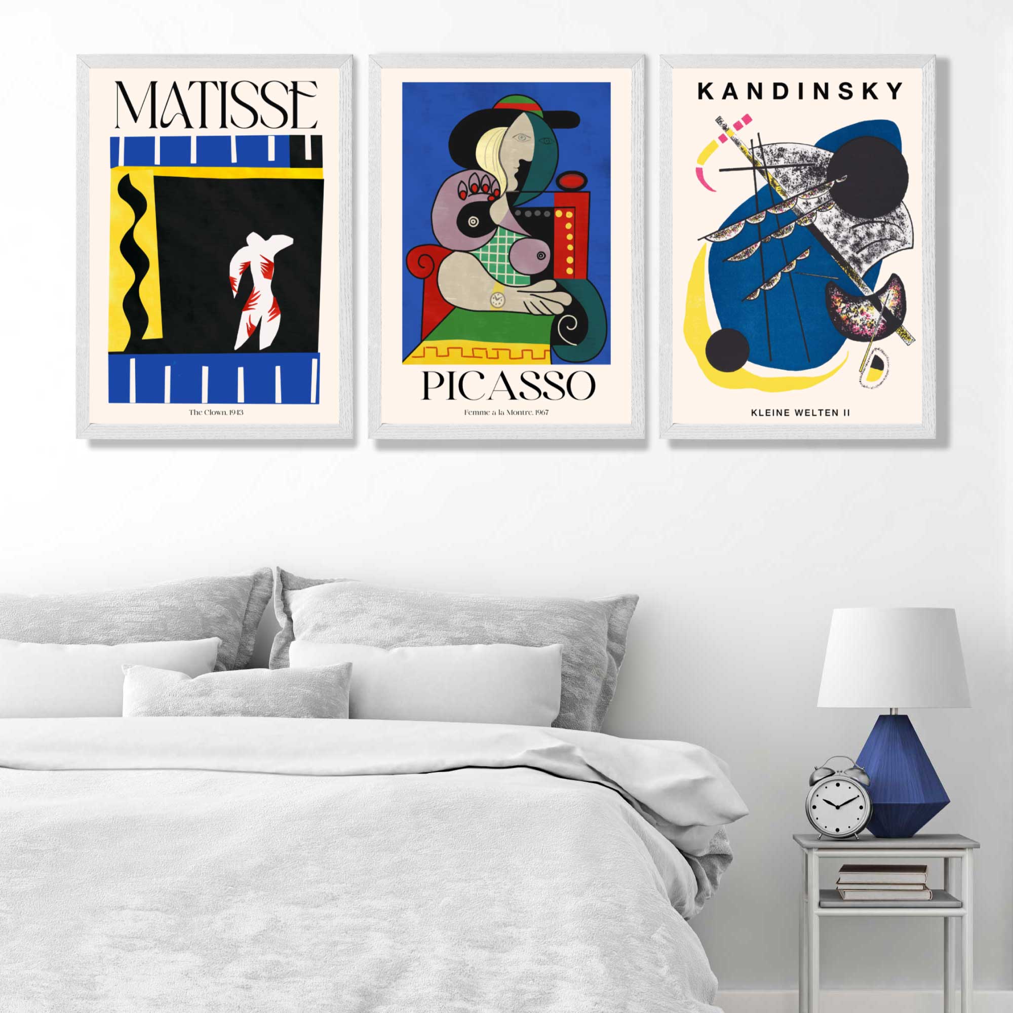 Matisse Picasso Kandinsky Modern Masters Set of 3 Art Prints in White Frames | Artze UK