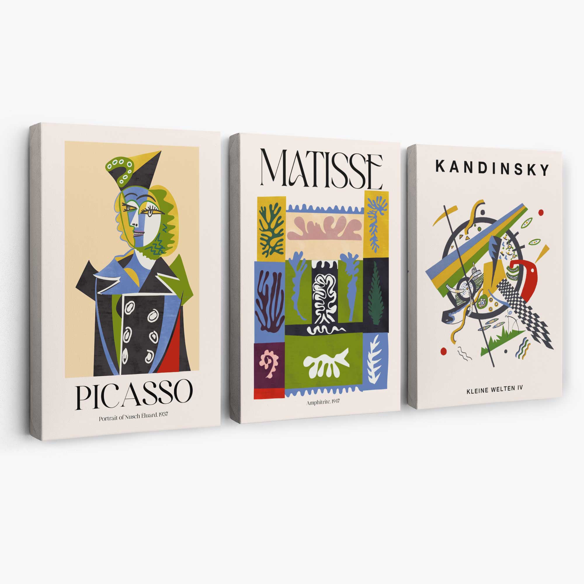 Picasso Matisse Kandinsky Modern Masters Set of 3 Canvas Art Prints | Artze Wall Art