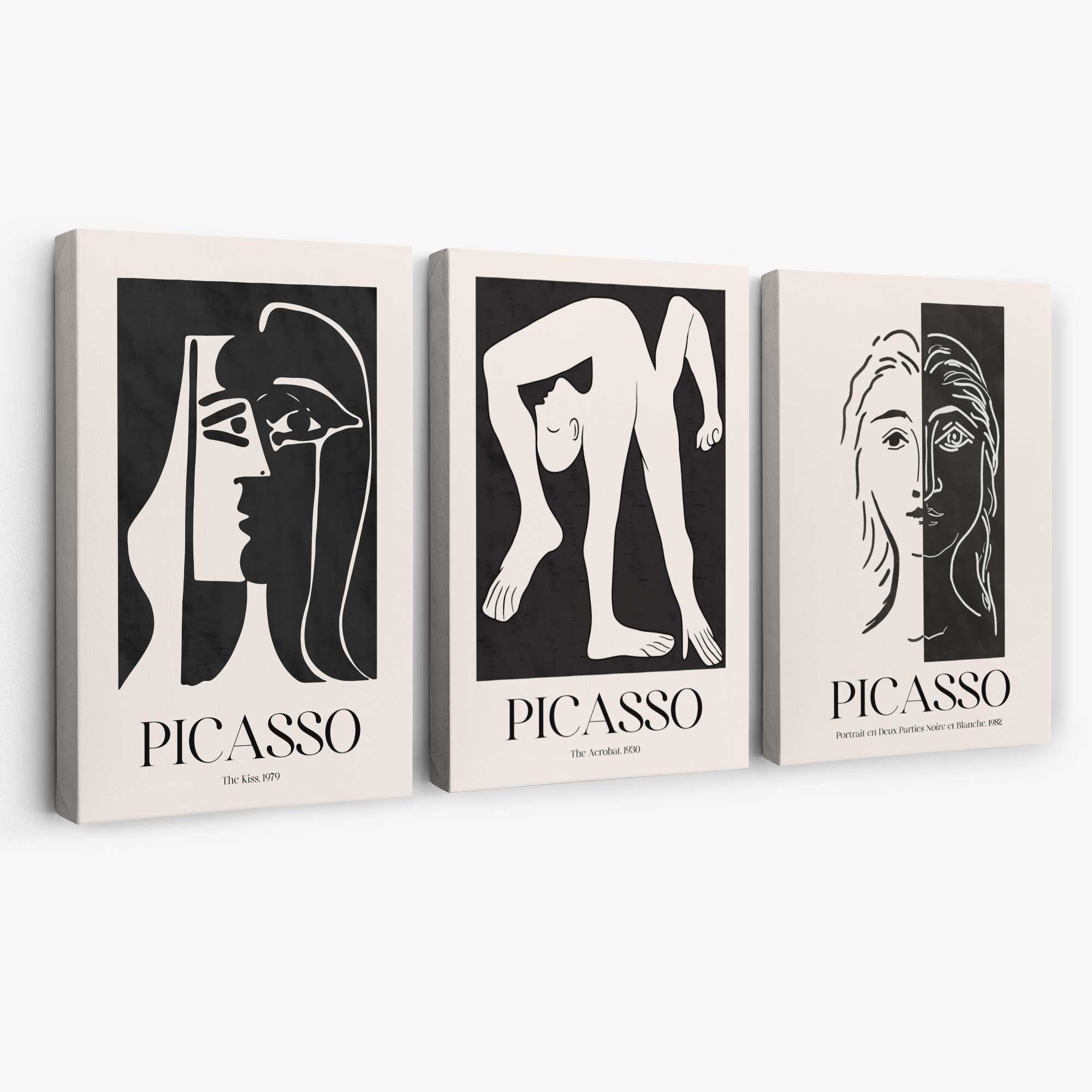 Picasso Beige and Black Abstract People Canvas Art Prints | Artze Wall Art