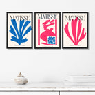 Matisse Floral Cut Outs in Pink and Blue Art Prints in Black Frames | Artze UK