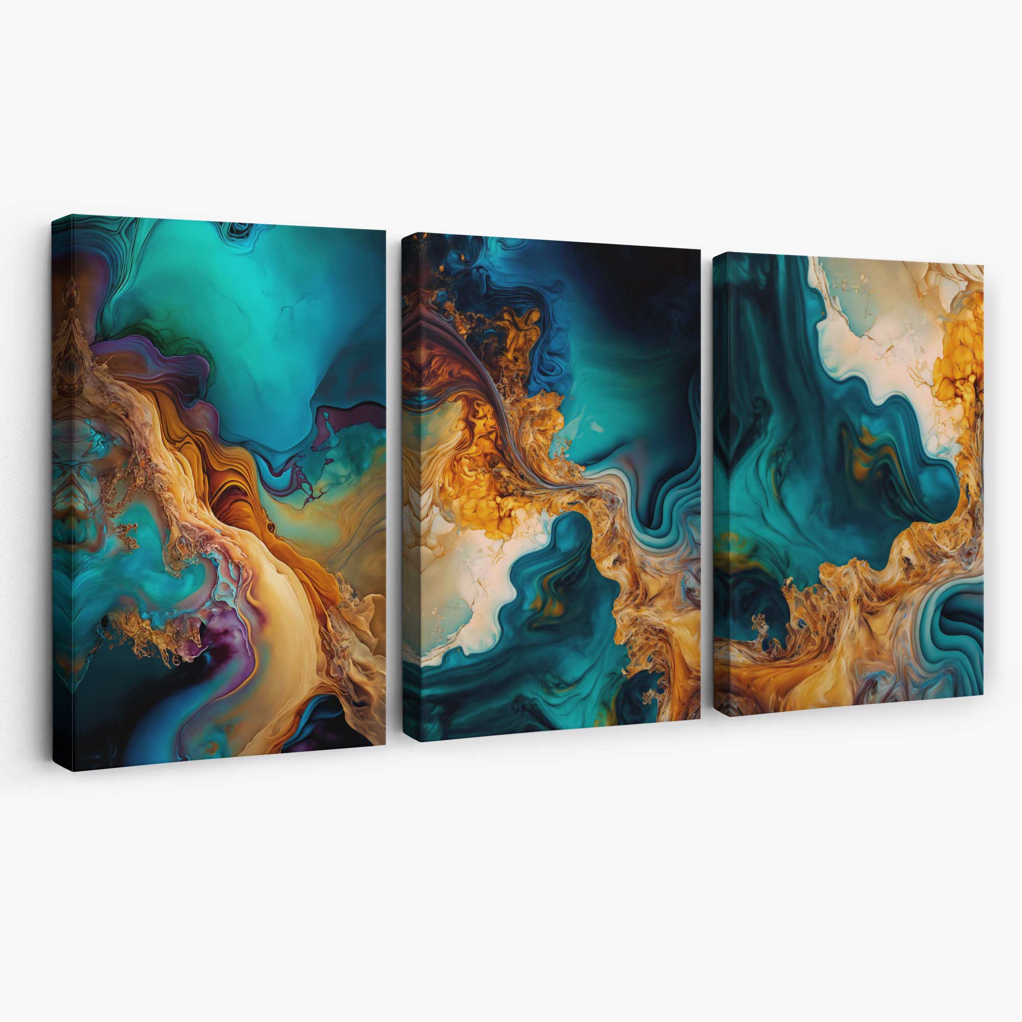 Orange and Blue Abstract Fluid Art Canvas Art Prints | Artze Wall Art