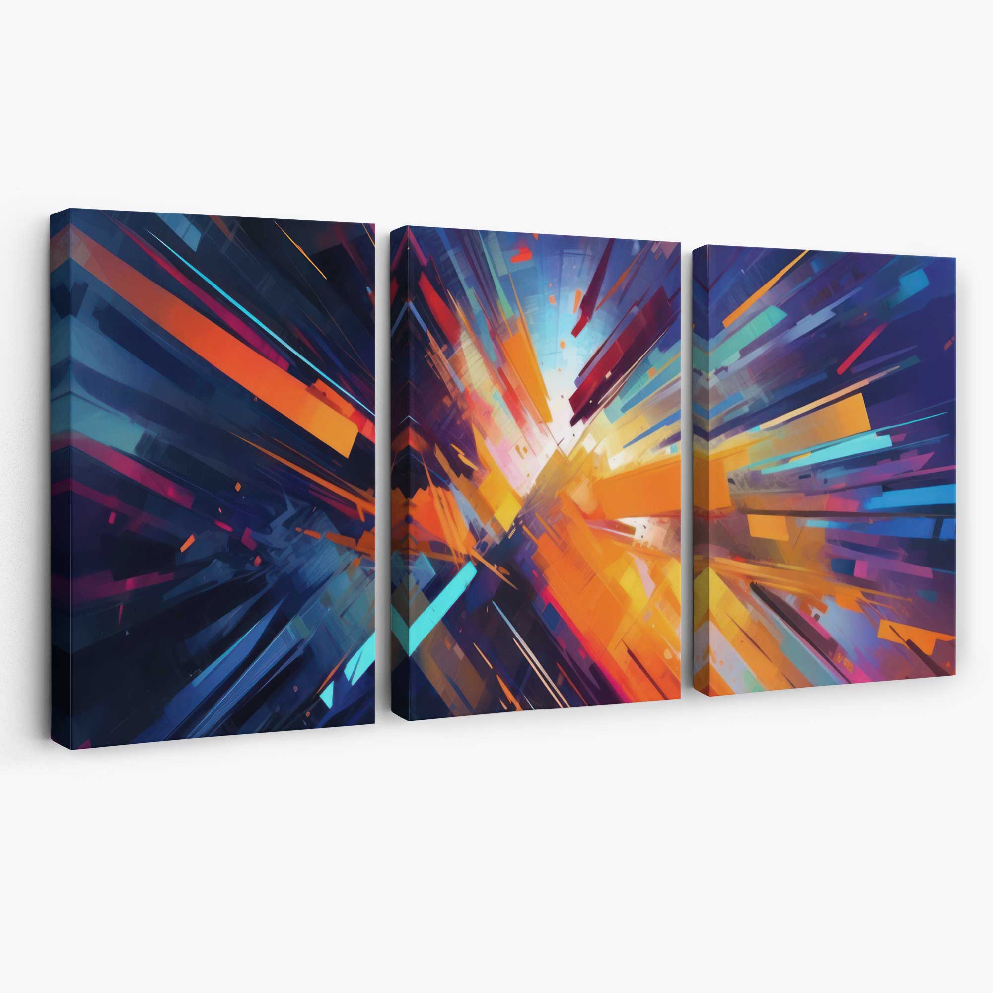 Abstract Modern Purple and Orange Geometric Canvas Art Prints | Artze Wall Art