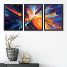 Abstract Modern Purple and Orange Geometric Art Prints in Black Frames | Artze UK