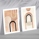 Mid Century Arches in Orange Black Set of 2 Art Prints