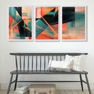 Abstract Geometric Teal and Orange Geometric Art Prints in White Frames | Artze UK