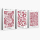 Set of 3 Raspberry Pink Floral William Morris Canvas Art Prints | Artze Wall Art