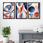 Art Deco Purple and Red Shapes Art Prints in Black Frames | Artze UK