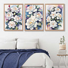 Abstract Modern Flowers Set of 3 Art Prints in Oak Frames | Artze UK