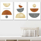 Orange, Gold and Grey Geometric Set of 3 Art Prints