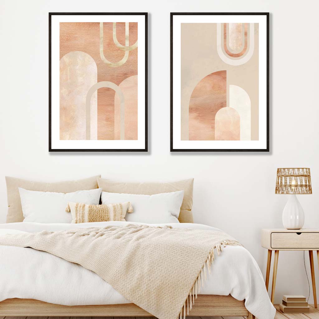 Set of 2 Mid Century Modern Arches in Terracotta Prints | Artze Wall Art UK