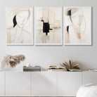 Set of 3 Abstract Fashion Sketches in Beige and Black Art Prints in White Frames | Artze UK