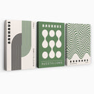 Bauhaus Green Modern Set of 3 Canvas Art Prints | Artze Wall Art
