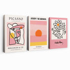 Set of 3 Abstract Picasso Warhol Haring Pink Canvas Art Prints | Artze Wall Art
