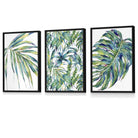 Blue Green Botanical Set of 3 Framed Wall Art Prints | Artze Wall Art UK