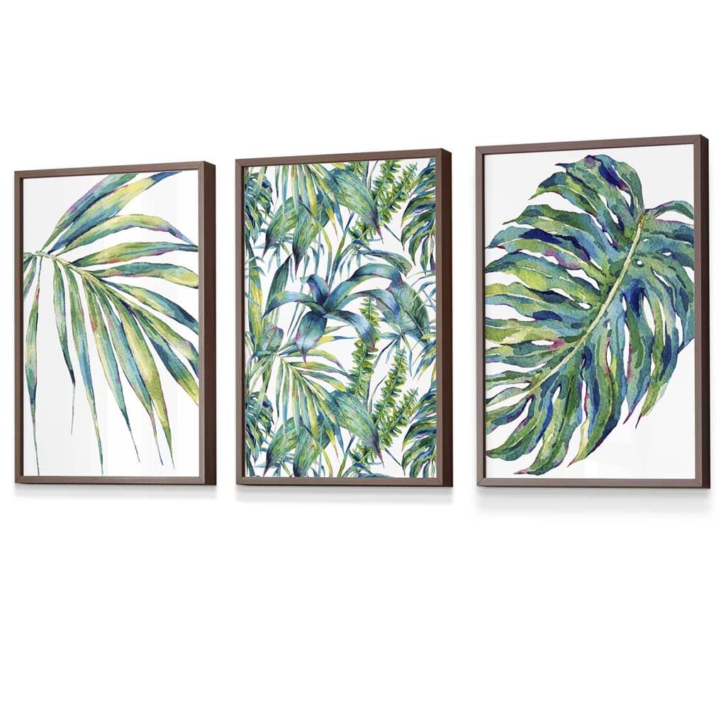 Blue Green Botanical Set of 3 Framed Wall Art Prints | Artze Wall Art UK