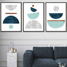 Teal, Blue and Copper Geometric Art Prints