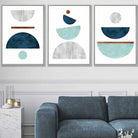 Teal, Blue and Copper Geometric Art Prints