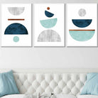 Teal, Blue and Copper Geometric Art Prints