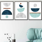 Teal, Blue and Copper Geometric Art Prints