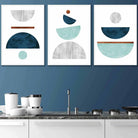 Teal, Blue and Copper Geometric Art Prints