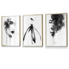 Set of 3 Framed Fashion Wall Art Prints from Watercolour Illustrations | Artze Wall Art UK