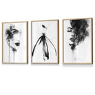 Set of 3 Framed Fashion Wall Art Prints from Watercolour Illustrations | Artze Wall Art UK
