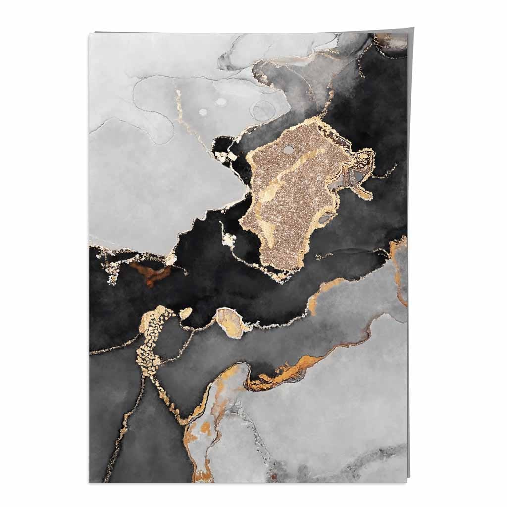 Black, Grey and Gold Abstract Art Poster No 1