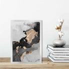 Black, Grey and Gold Abstract Art Poster No 1