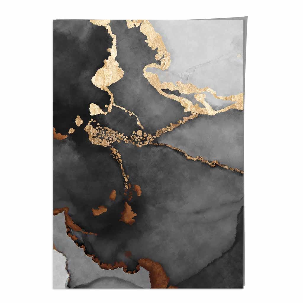 Black, Grey and Gold Abstract Art Poster No 2