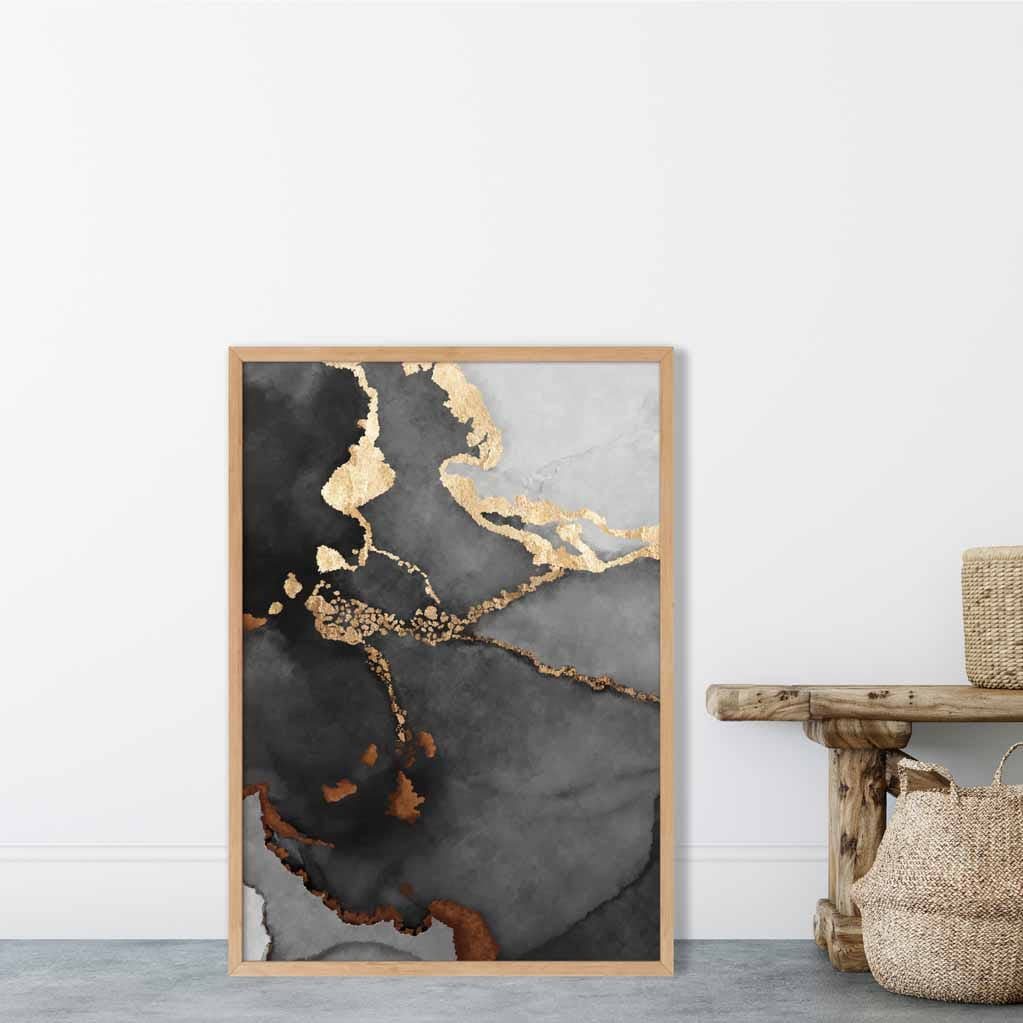 Black, Grey and Gold Abstract Art Poster No 2