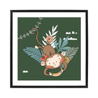 Cute Monkey Poster on Dark Green Jungle Kids Wall Art