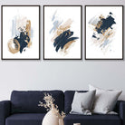 Set of 3 Abstract Posters from Oil Paintings in Blue and Gold