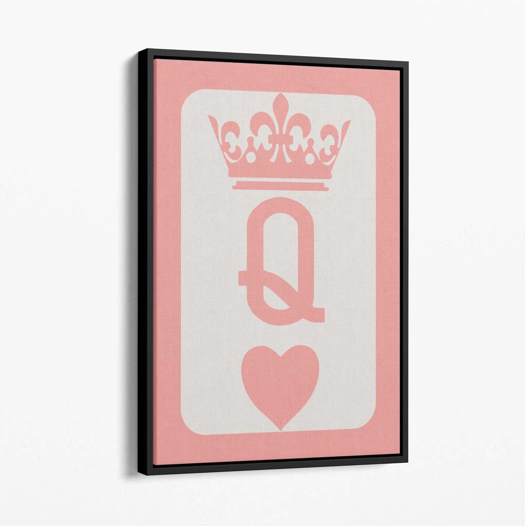 Queen of Hearts Canvas Art Print with Black Float Frame