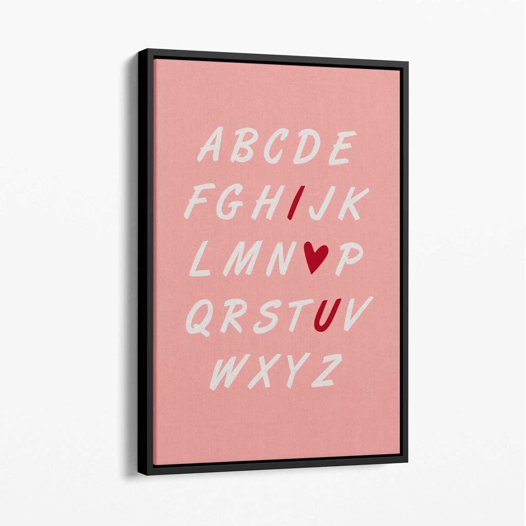 I Love You Alphabet Canvas Art Print with Black Float Frame