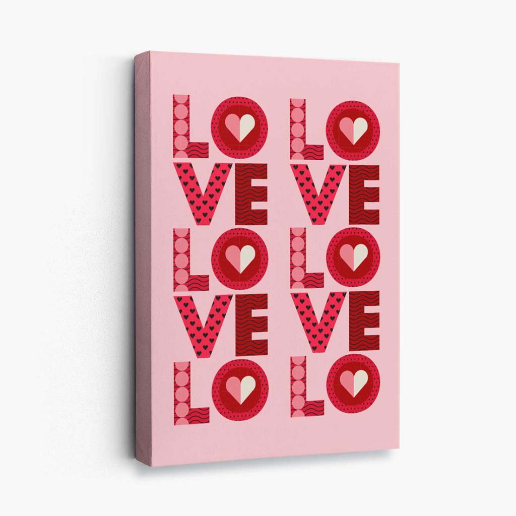 Retro Patterned Lots of LOVE Canvas Art Print