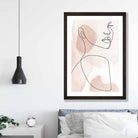 Coral Pink Abstract Line Art Female Face Art Poster No 1