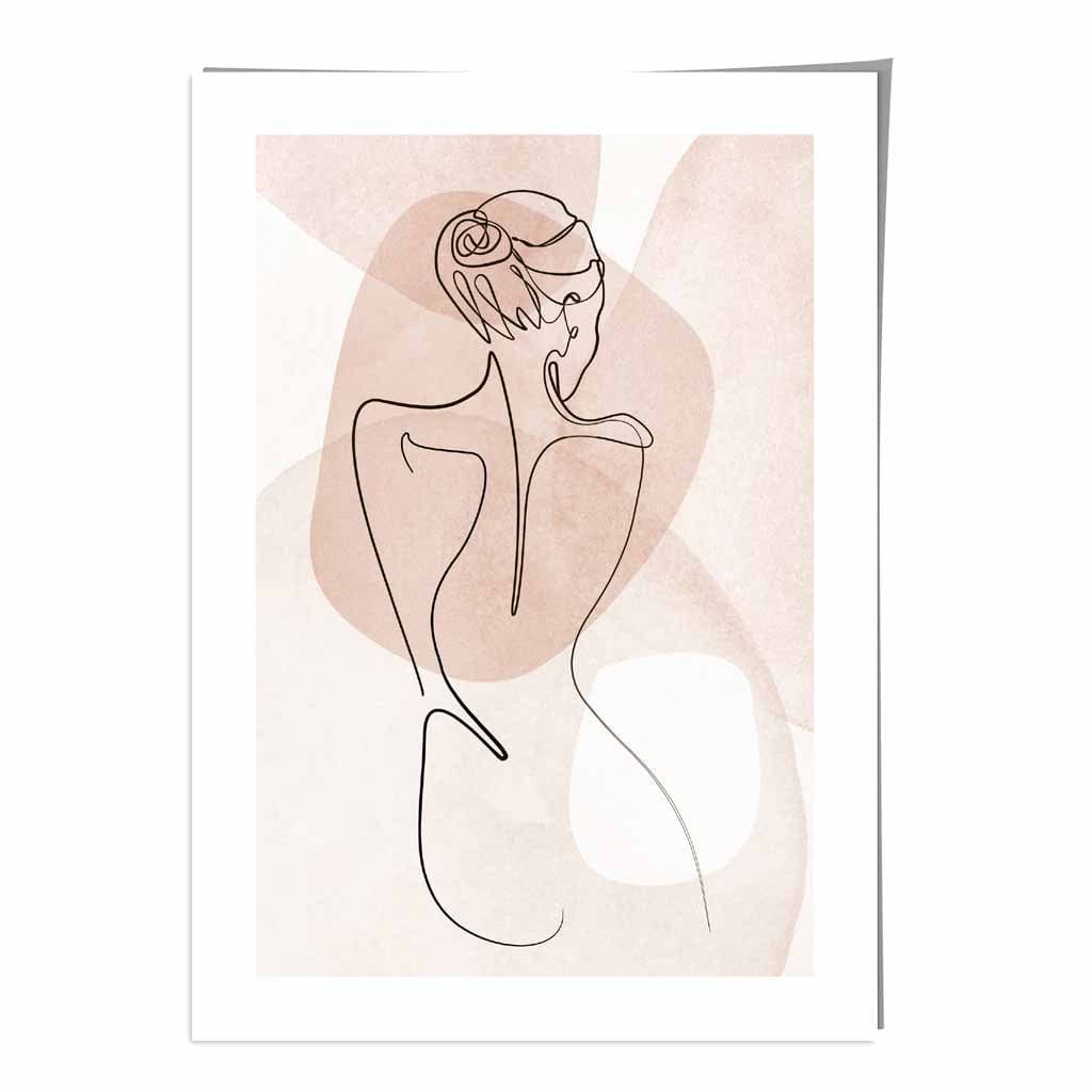 Coral Pink Abstract Line Art Female Fashion Art Poster No 2