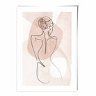 Coral Pink Abstract Line Art Female Fashion Art Poster No 2