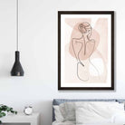 Coral Pink Abstract Line Art Female Fashion Art Poster No 2