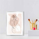 Coral Pink Abstract Line Art Female Fashion Art Poster No 2