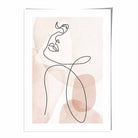 Coral Pink Abstract Line Art Female Face Art Poster No 3