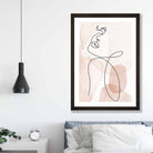 Coral Pink Abstract Line Art Female Face Art Poster No 3