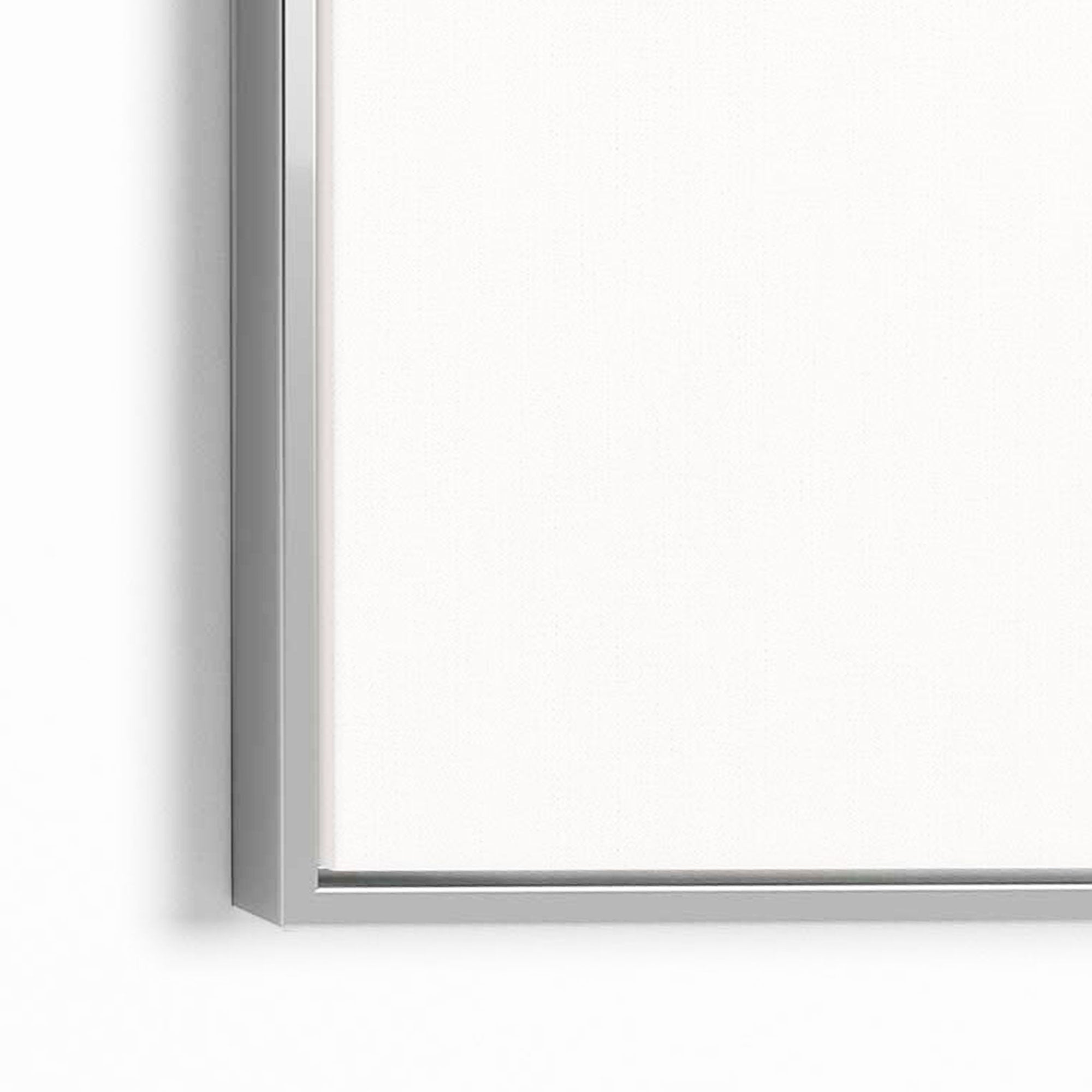 Neutral with Blue and Orange Geometric Set of 3 Canvas Art Prints with Silver Float Frame