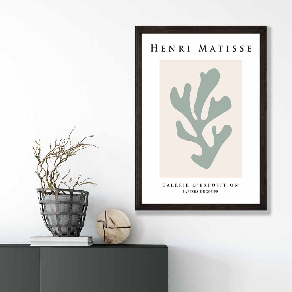 Mid Century Modern Matisse Galerie Floral Poster No 3 in Green