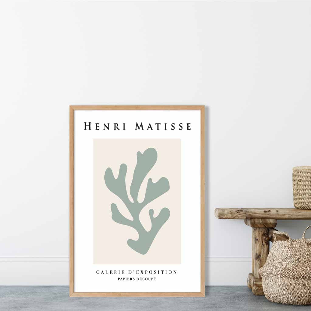 Mid Century Modern Matisse Galerie Floral Poster No 3 in Green