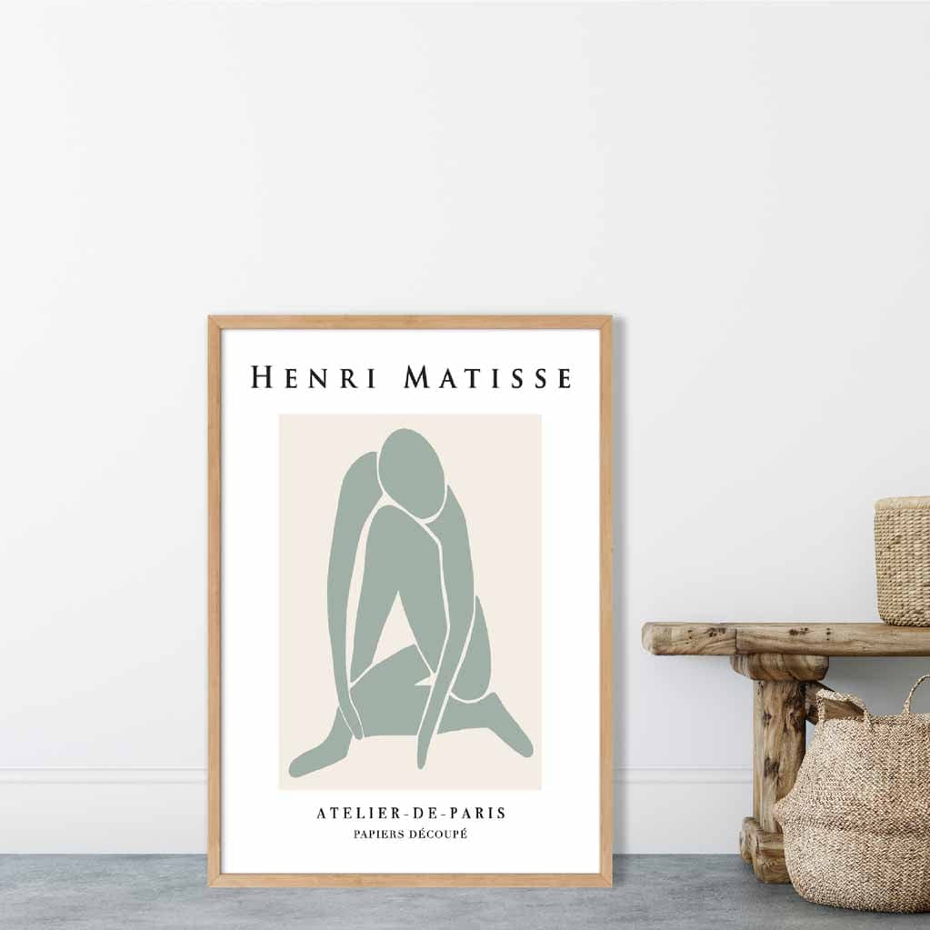 Mid Century Modern Matisse Female Nude in Sage Green No 2