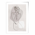 Grey Beige Abstract Line Art Female Fashion Art Poster No 2